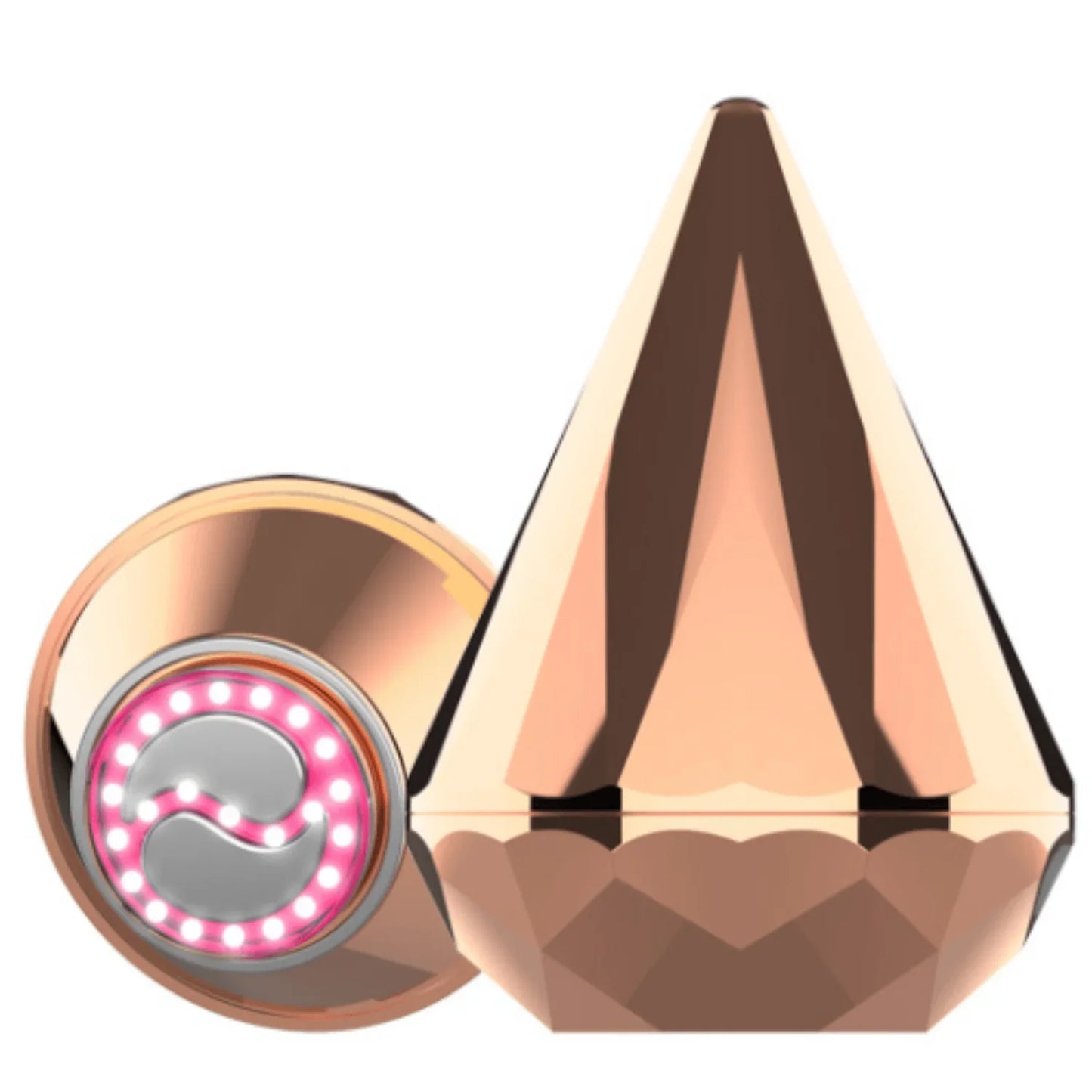 Rose gold facial massager device with LED lights for skin care